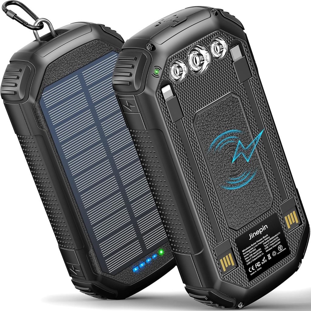 Solar Charger Power Bank - 30000mAh Fast Charging Portable Solar Phone Battery Panel Charger, QC3.0 Dual USB Port Battery Pack Charger Portable for All Cell Phones & Electronic Devices (Black)